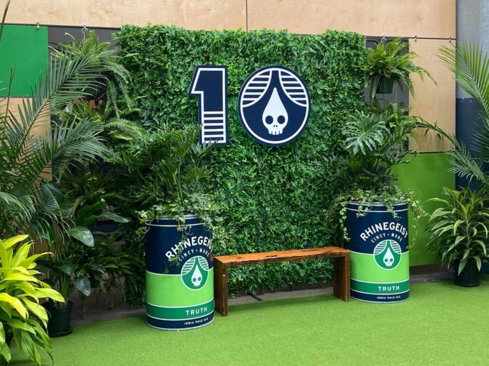 Living wall with backlit signage