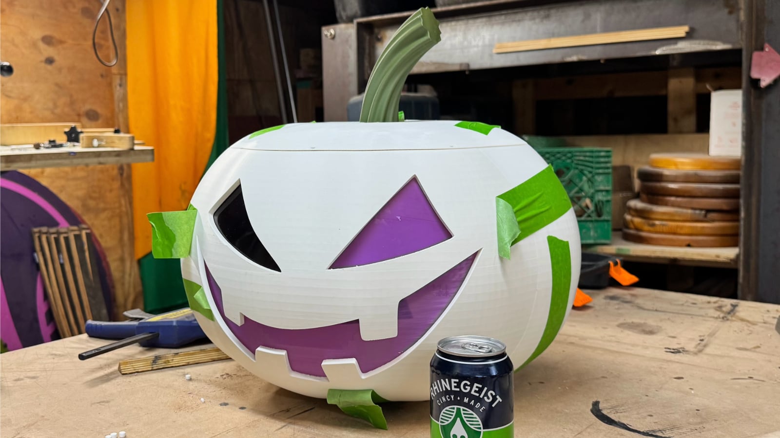 20-inch 3D-printed pumpkin head created for a Halloween display