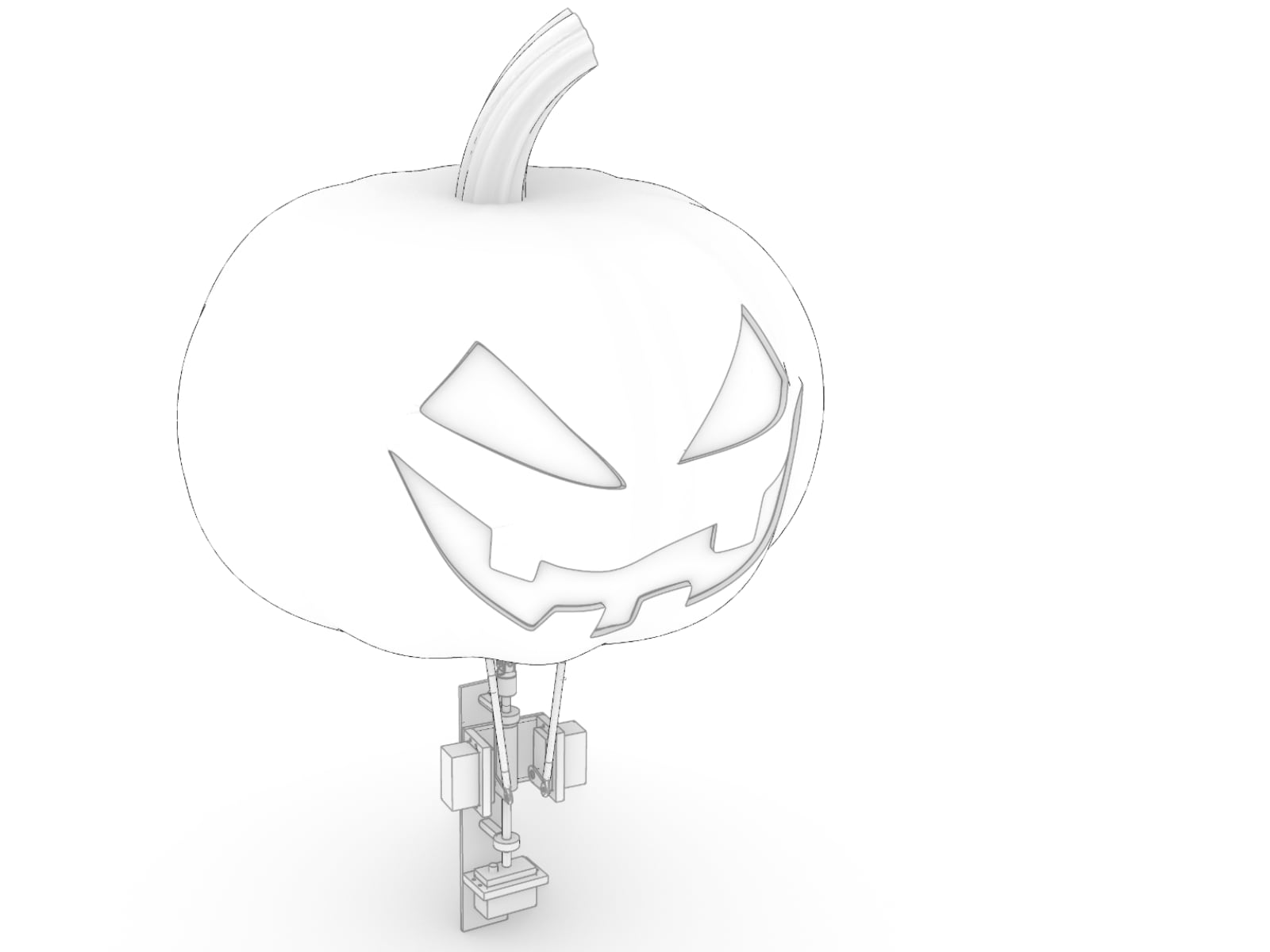 CAD render of pumpkin and servo mount
