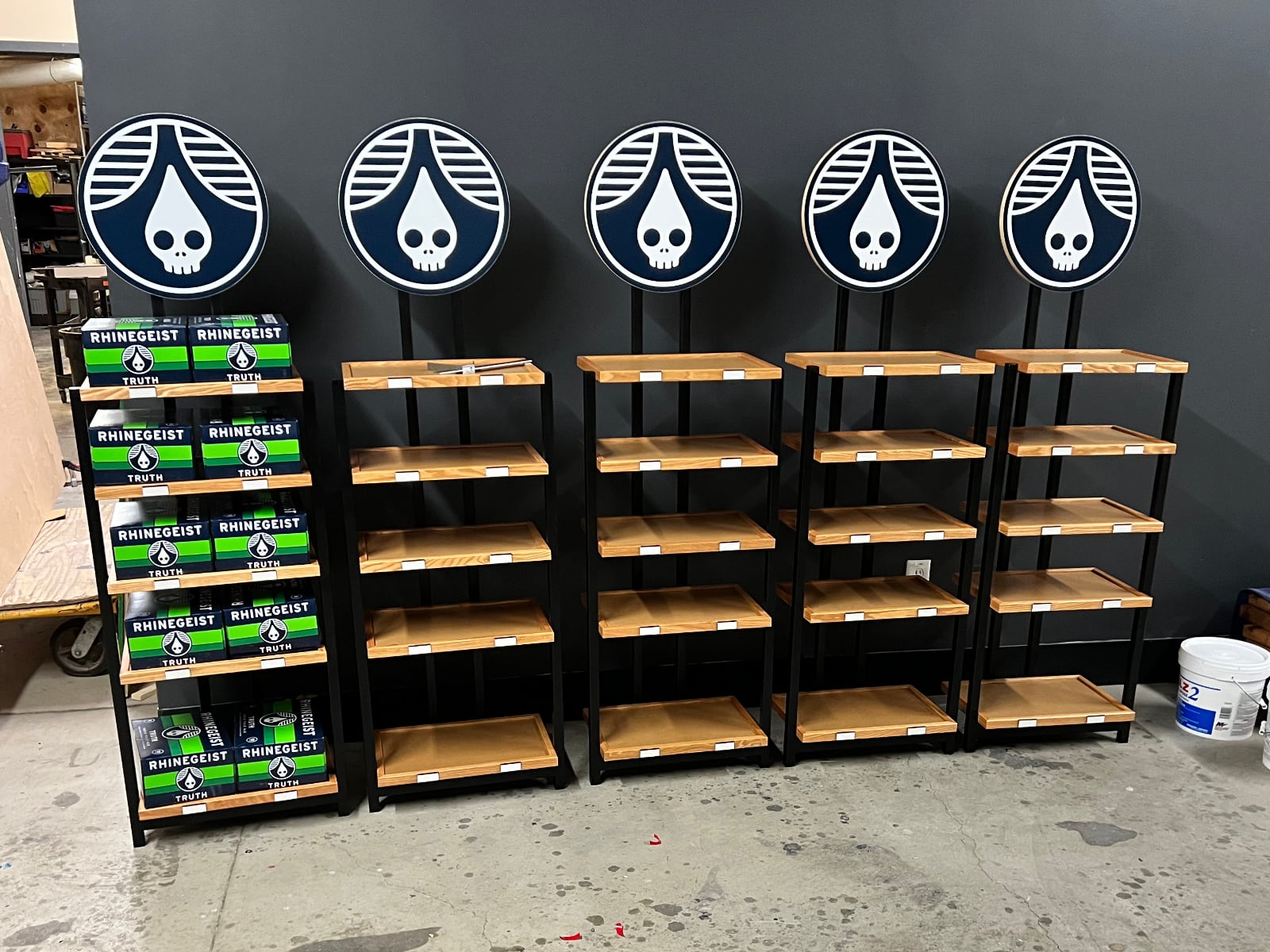 Partial batch of displays outside the shop