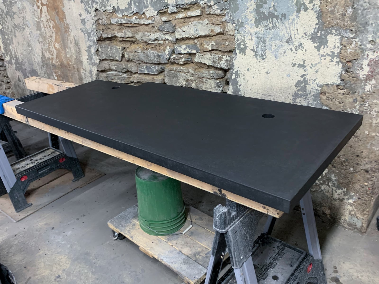 One of the back bar concrete countertop sections